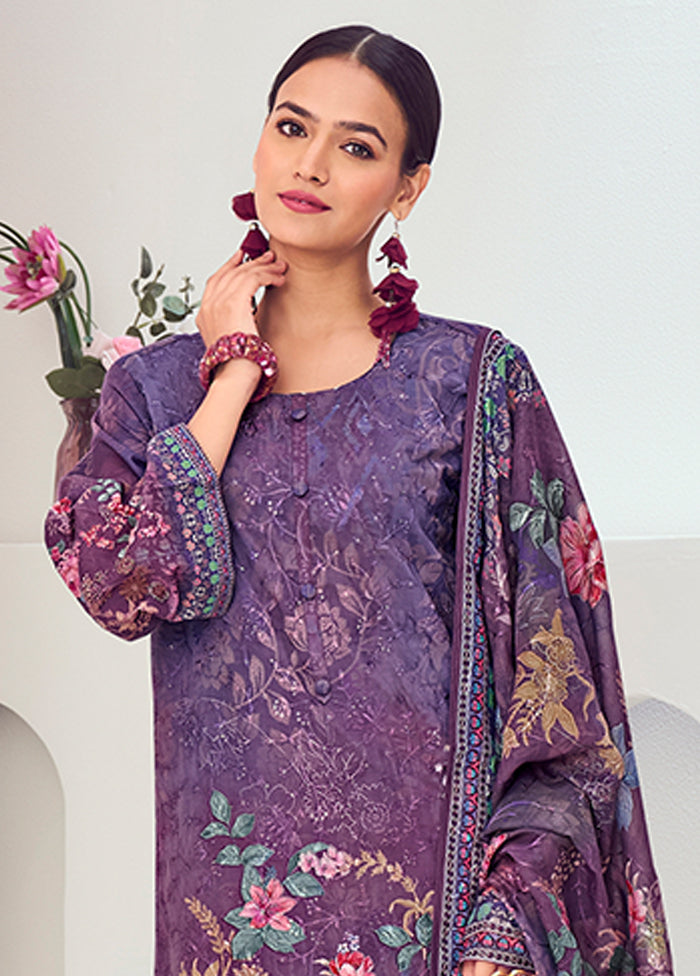3 Pc Purple Silk Suit Set