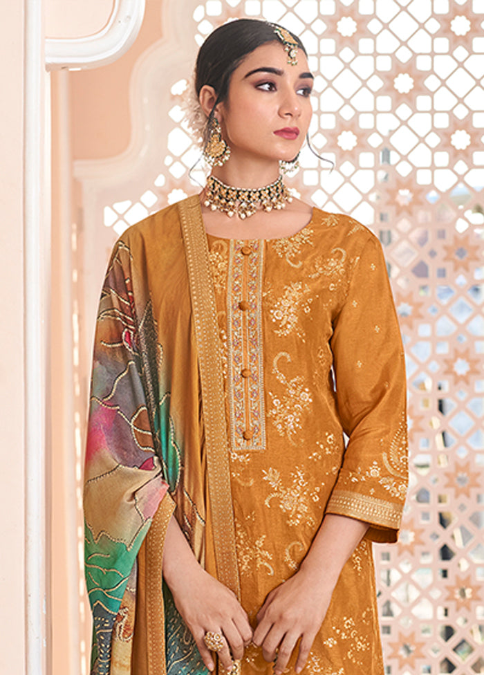 3 Pc Yellow Silk Suit Set
