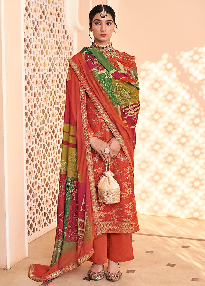 3 Pc Brown Silk Suit Set