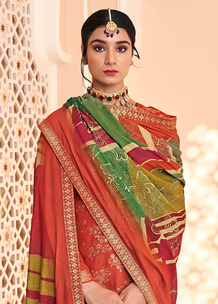 3 Pc Brown Silk Suit Set