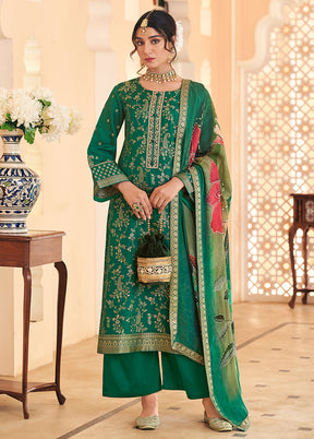 3 Pc Green Silk Suit Set