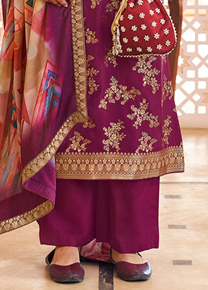 3 Pc Purple Silk Suit Set
