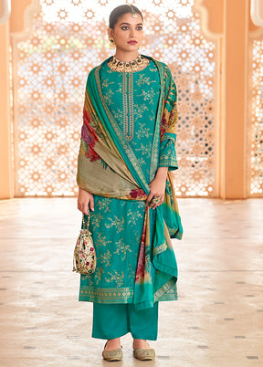 3 Pc Green Silk Suit Set