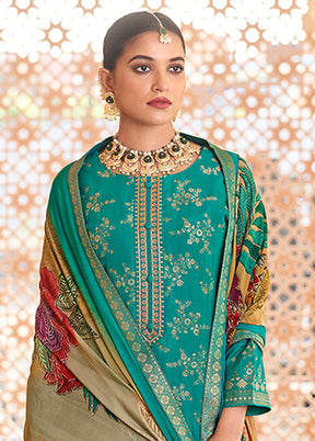3 Pc Green Silk Suit Set