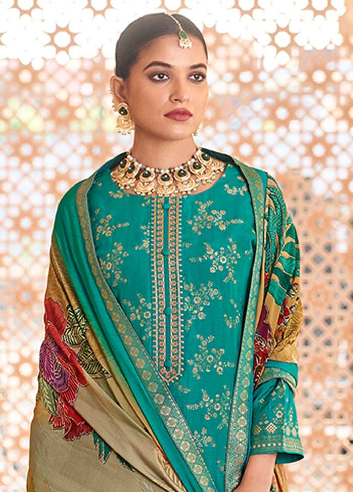 3 Pc Green Silk Suit Set