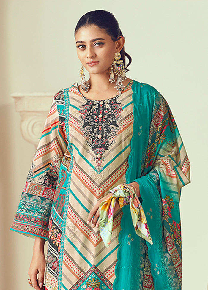 3 Pc Multicolor Cotton Suit Set