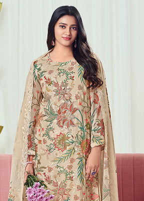 3 Pc Brown Georgette Suit Set