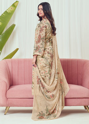 3 Pc Brown Georgette Suit Set