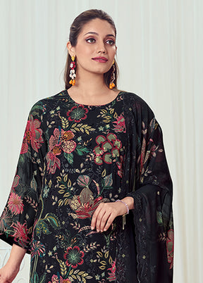 3 Pc Black Georgette Suit Set