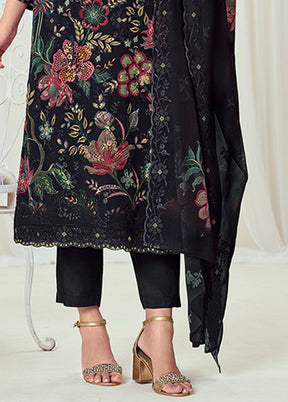 3 Pc Black Georgette Suit Set