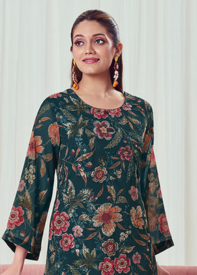 3 Pc Green Georgette Suit Set