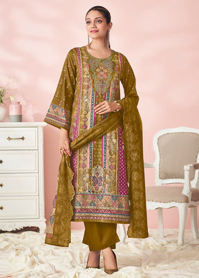3 Pc Yellow Cotton Suit Set