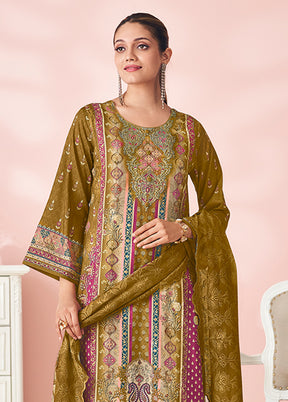 3 Pc Yellow Cotton Suit Set