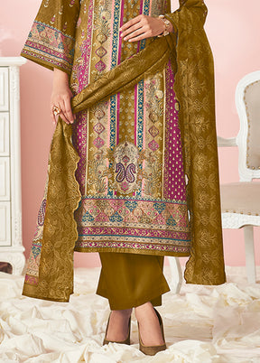 3 Pc Yellow Cotton Suit Set