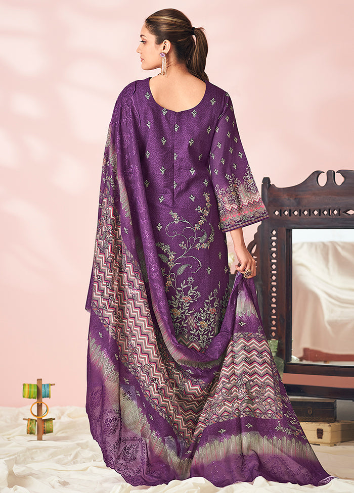 3 Pc Purple Cotton Suit Set