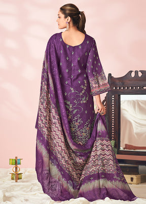3 Pc Purple Cotton Suit Set