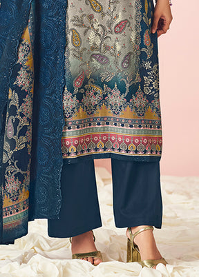 3 Pc Blue Cotton Suit Set