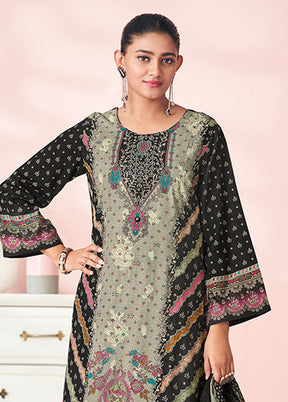 3 Pc Black Cotton Suit Set