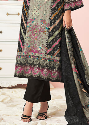 3 Pc Black Cotton Suit Set