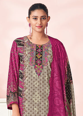 3 Pc Purple Cotton Suit Set