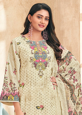 3 Pc Cream Cotton Suit Set