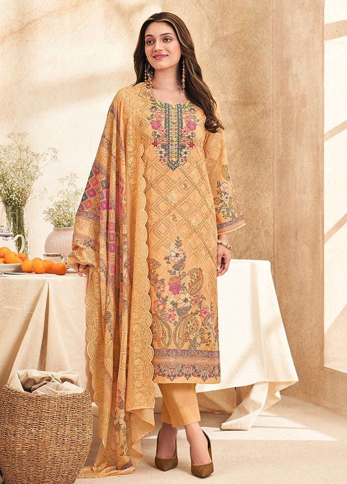 3 Pc Peach Cotton Suit Set