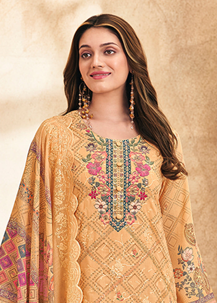 3 Pc Peach Cotton Suit Set