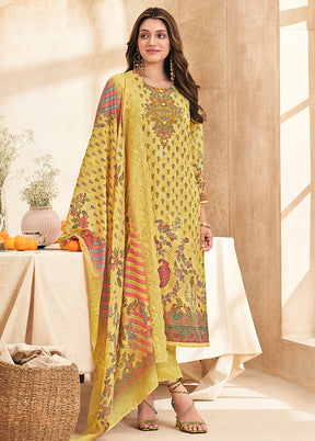 3 Pc Yellow Cotton Suit Set