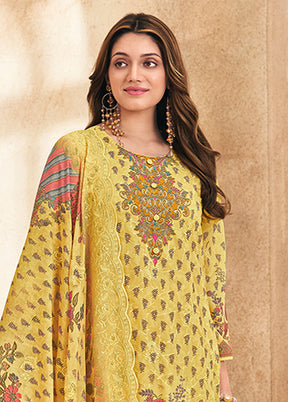 3 Pc Yellow Cotton Suit Set