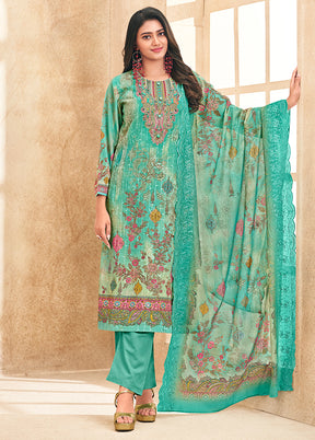 3 Pc Green Cotton Suit Set