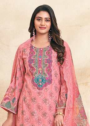 3 Pc Pink Cotton Suit Set