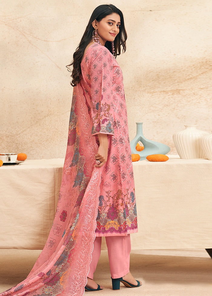 3 Pc Pink Cotton Suit Set