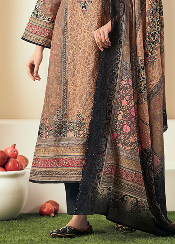 3 Pc Brown Cotton Suit Set