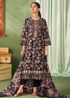 3 Pc Black Cotton Suit Set