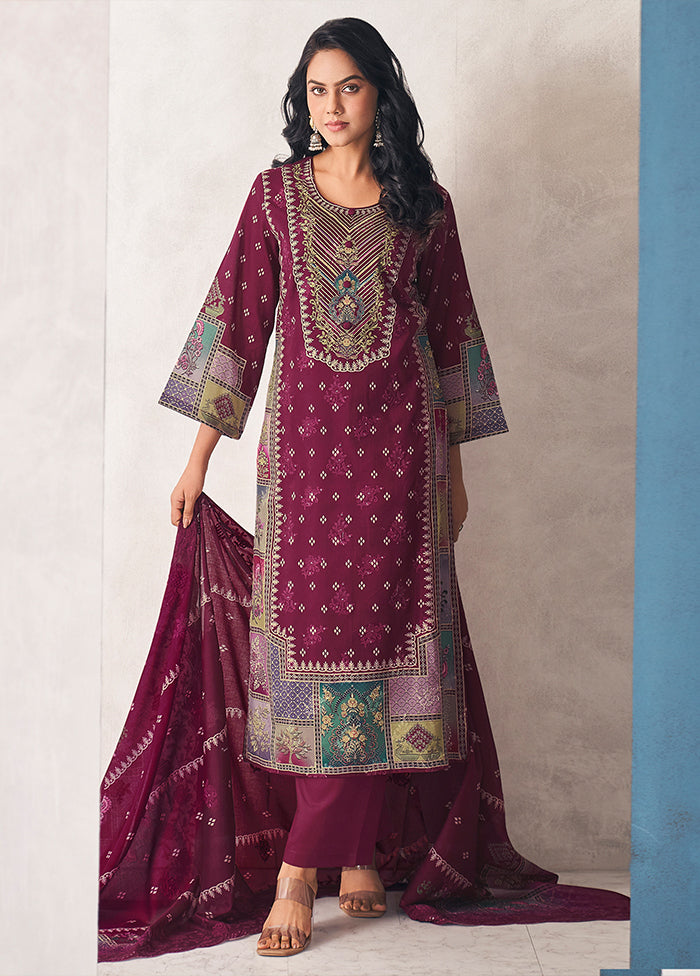 3 Pc Purple Cotton Suit Set