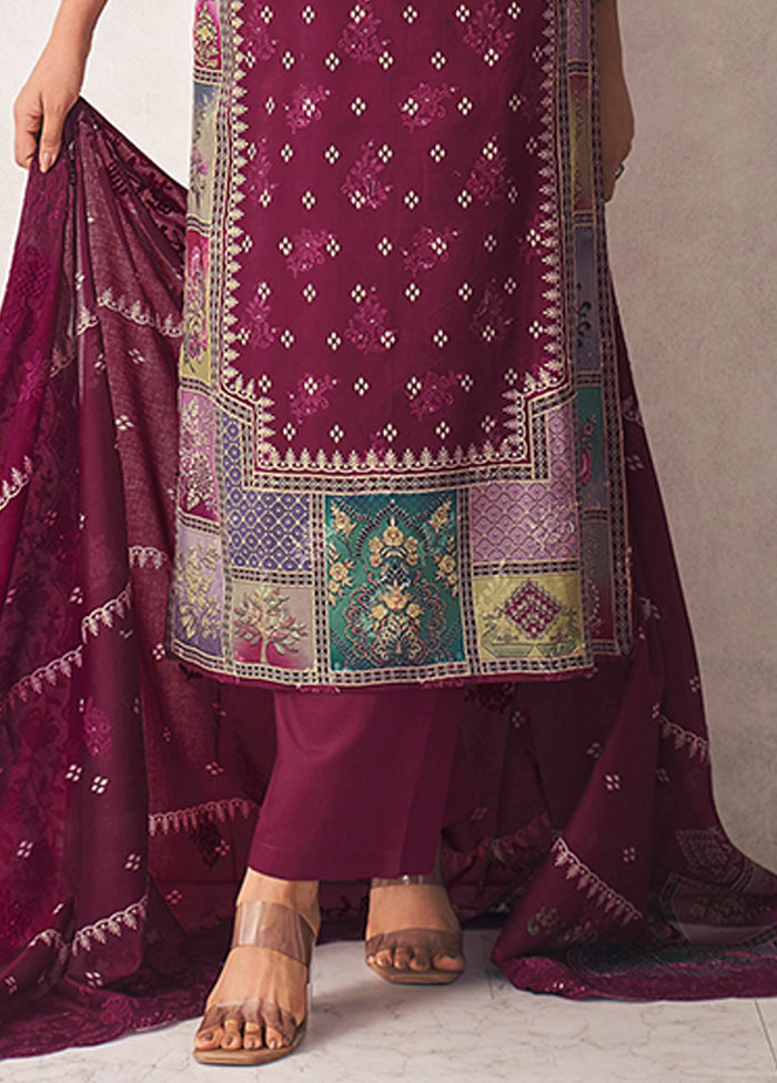 3 Pc Purple Cotton Suit Set