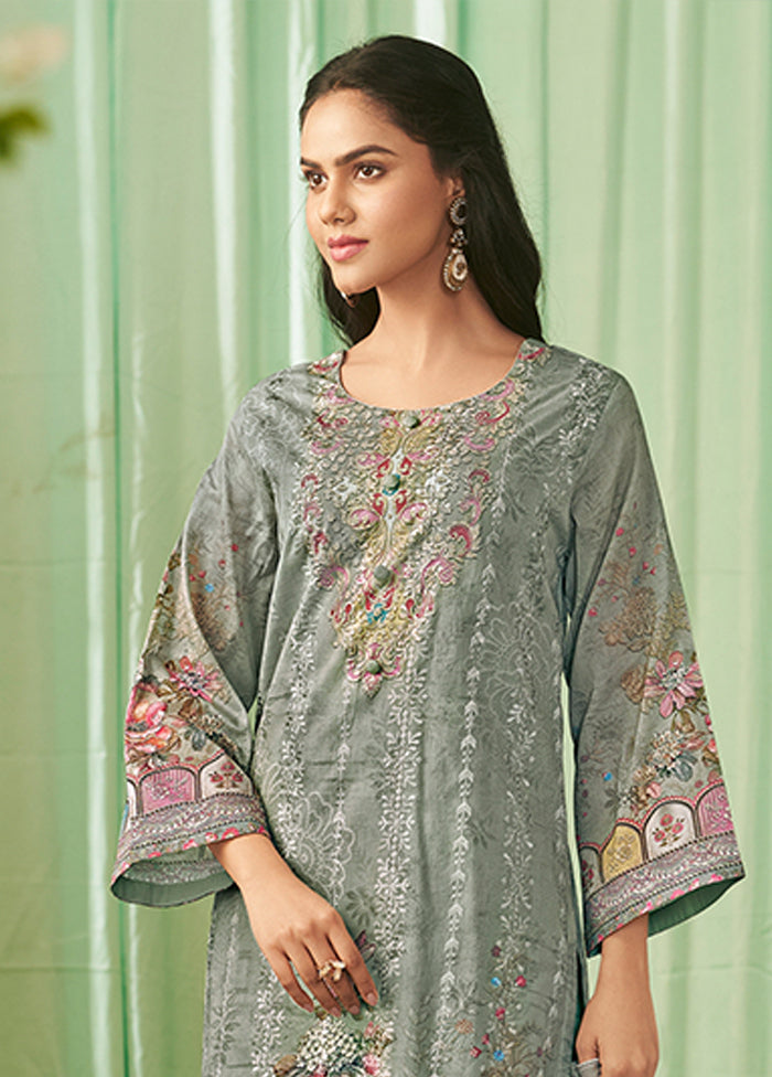 3 Pc Green Cotton Suit Set