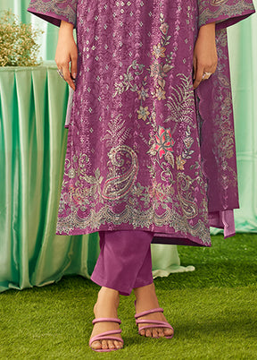 3 Pc Purple Cotton Suit Set