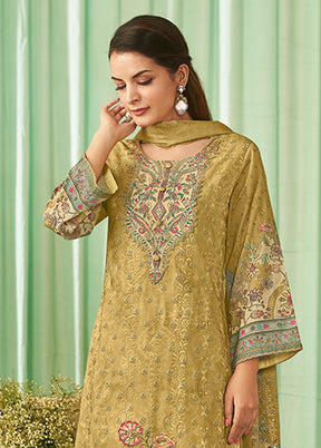 3 Pc Yellow Cotton Suit Set
