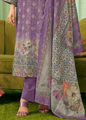 3 Pc Violet Cotton Suit Set