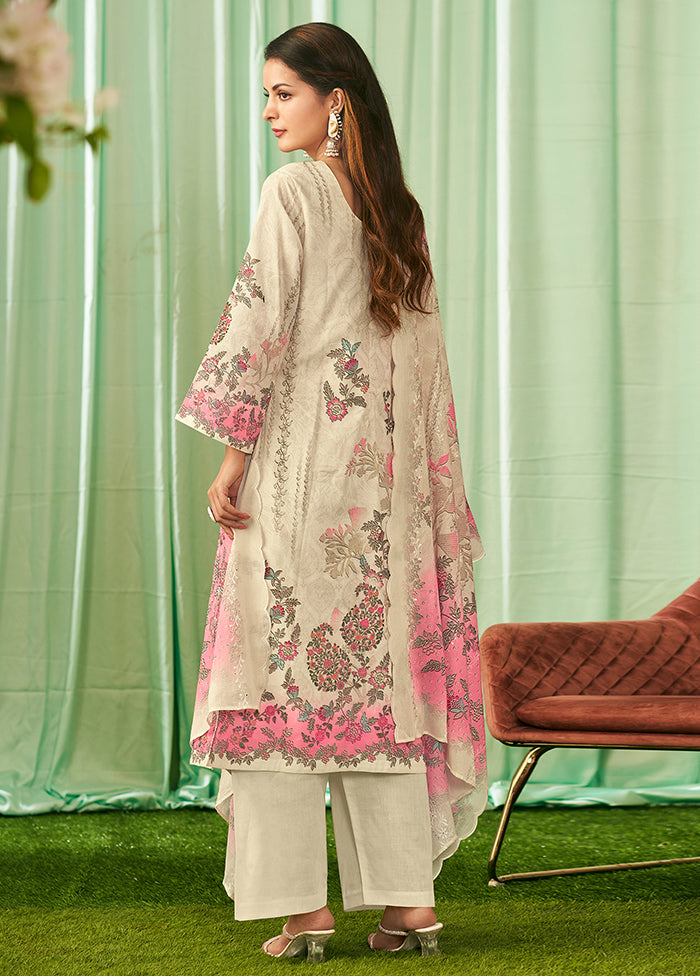 3 Pc Cream Cotton Suit Set
