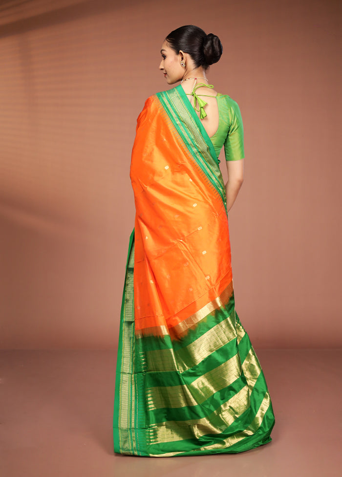 Rust Kanjivaram Pure Silk Saree With Blouse Piece