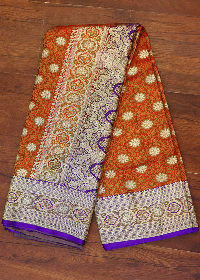 Orange Tanchoi Silk Saree With Blouse Piece