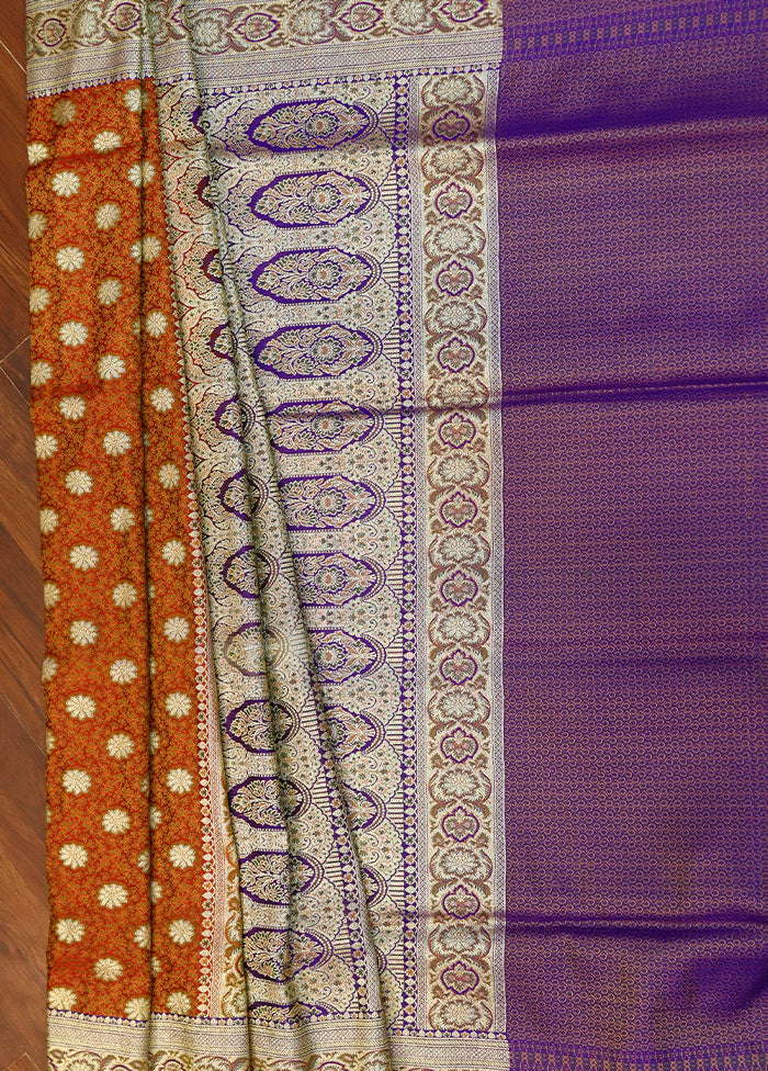 Orange Tanchoi Silk Saree With Blouse Piece