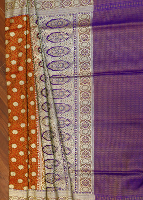 Orange Tanchoi Silk Saree With Blouse Piece