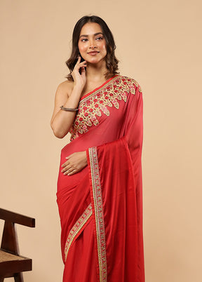 Maroon Printed Pure Silk Saree Without Blouse Piece