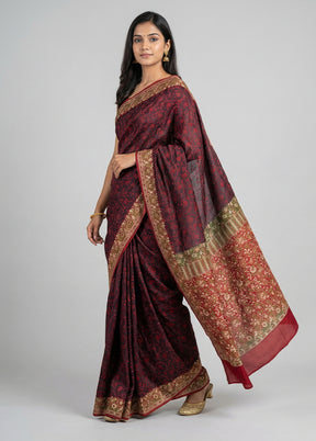 Black Handloom Jamewar Pure Silk Saree With Blouse Piece