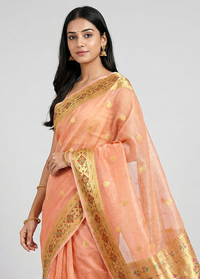 Rust Cotton Saree With Blouse Piece