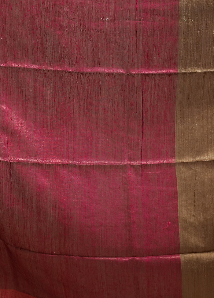 Brown Handloom Matka Pure Silk Saree With Blouse Piece