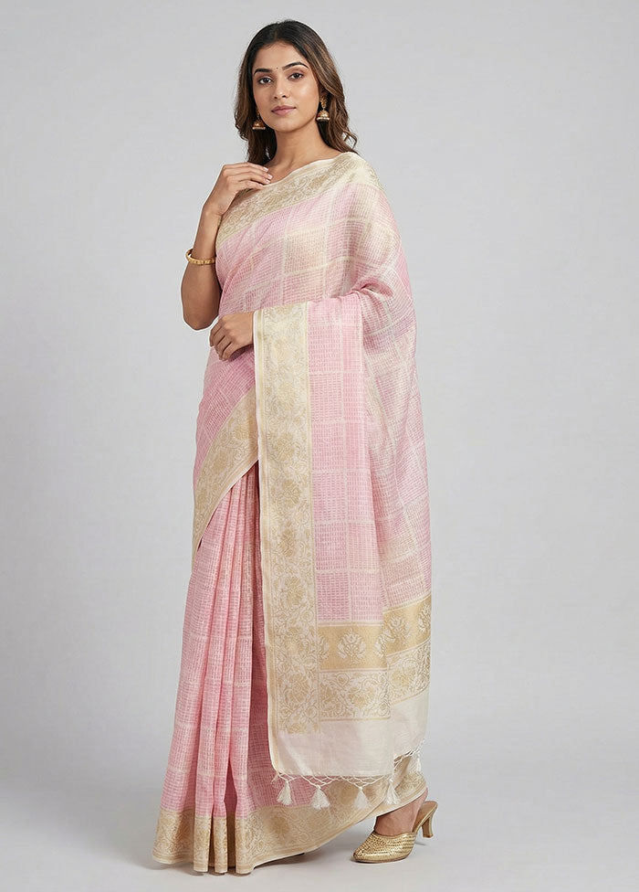 Cream Cotton Saree With Blouse Piece